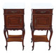 Antique fine quality pair of French bedside tables cupboards marble tops C1920