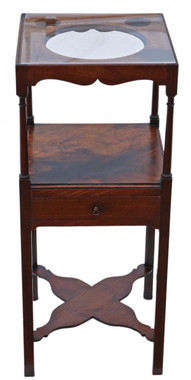 Antique quality mahogany washstand bedside table C1815 Georgian nightstand