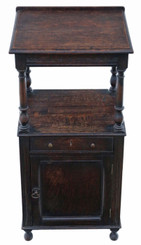 Antique quality carved oak washstand bedside table 19th Century nightstand