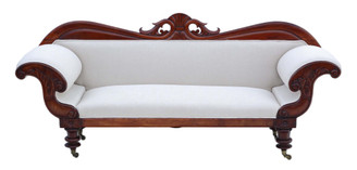Antique fine quality Regency C1830 show wood scroll arm sofa chaise longue