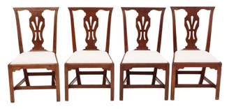 Antique quality set of 4 Georgian oak dining chairs C1790