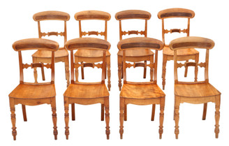 Antique fine quality set of 8 Victorian elm kitchen dining chairs C1860