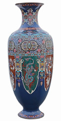Antique very large 24" 19th Century Oriental Japanese cloisonne vase