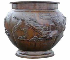 Antique large fine quality Oriental Japanese bronze Jardinière planter bowl censor 19th Century Meiji Period