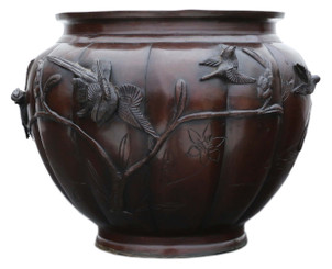 Antique large fine quality Oriental Japanese bronze Jardinière planter bowl censor Meiji Period 19th Century