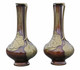 Antique large pair of fine quality Japanese bronze mixed metal vases C1910 Meiji Period