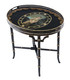 Antique quality black lacquer painted serving tray on stand C1900 coffee table