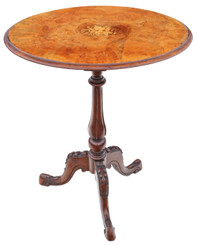 Antique 19th Century Victorian burr walnut side occasional wine table C1875