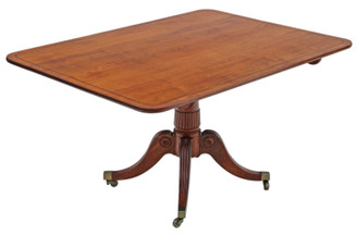 Antique fine quality Regency 1825 inlaid mahogany loo breakfast centre table tilt top