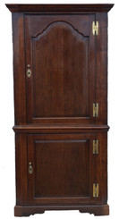 Antique quality Georgian C1800 oak full height corner cupboard