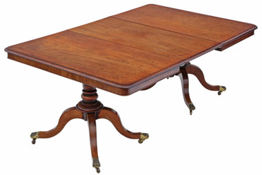 Antique large ~6'3" x 4' fine quality mahogany extending pedestal dining table early 19th Century