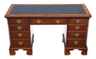Antique fine quality mahogany twin pedestal desk writing dressing table C1910