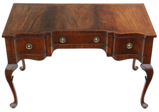 Antique fine quality mahogany serpentine fronted desk writing dressing table C1910