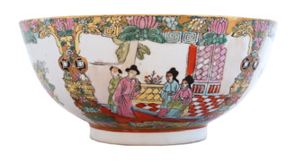 Antique large fine quality Oriental Chinese famille rose punch bowl