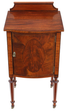 Antique fine quality inlaid mahogany bedside table chest cupboard C1910