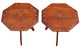 Antique pair of small folding brass inlaid hardwood (padauk) tables C1910