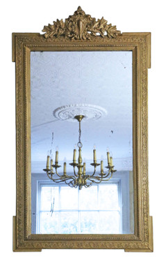 Antique large quality 19th Century gilt overmantle or wall mirror
