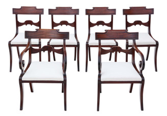 Antique fine quality set of 6 (4 + 2) Regency mahogany dining chairs 19th Century C1825