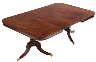 Antique large ~6'7" x 4' fine quality mahogany extending twin pedestal dining table early 19th Century
