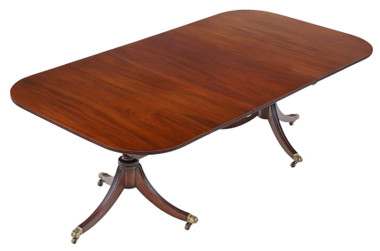 Antique large ~7'2" x 3'9" fine quality mahogany extending twin pedestal dining table C1900-1910