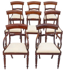 Antique fine quality set of 8 (6 plus 2) Regency William IV mahogany dining chairs C1830