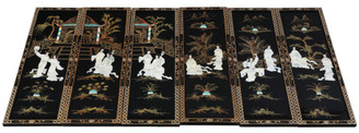 6 large Chinoiserie black lacquer wall panels late 20th Century