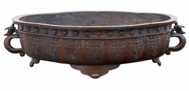 Antique Oriental Japanese large fine quality shaped bronze bowl planter jardinière Meiji Period C1900 Suiban Ikebana