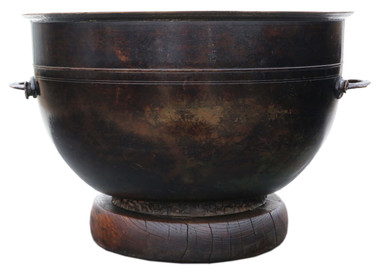 Antique Oriental Japanese large fine quality bronze bowl planter jardinière censor Hibachi C1900 Meiji