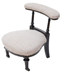 Antique Gillows 19C Victorian ebonised armchair nursing chair prie dieu