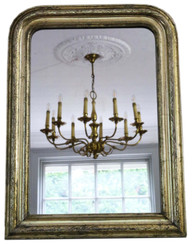 Antique large quality French 19th Century gilt overmantle wall mirror 
