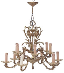 Antique birdcage bow 12 lamp ormolu brass bronze chandelier FREE DELIVERY