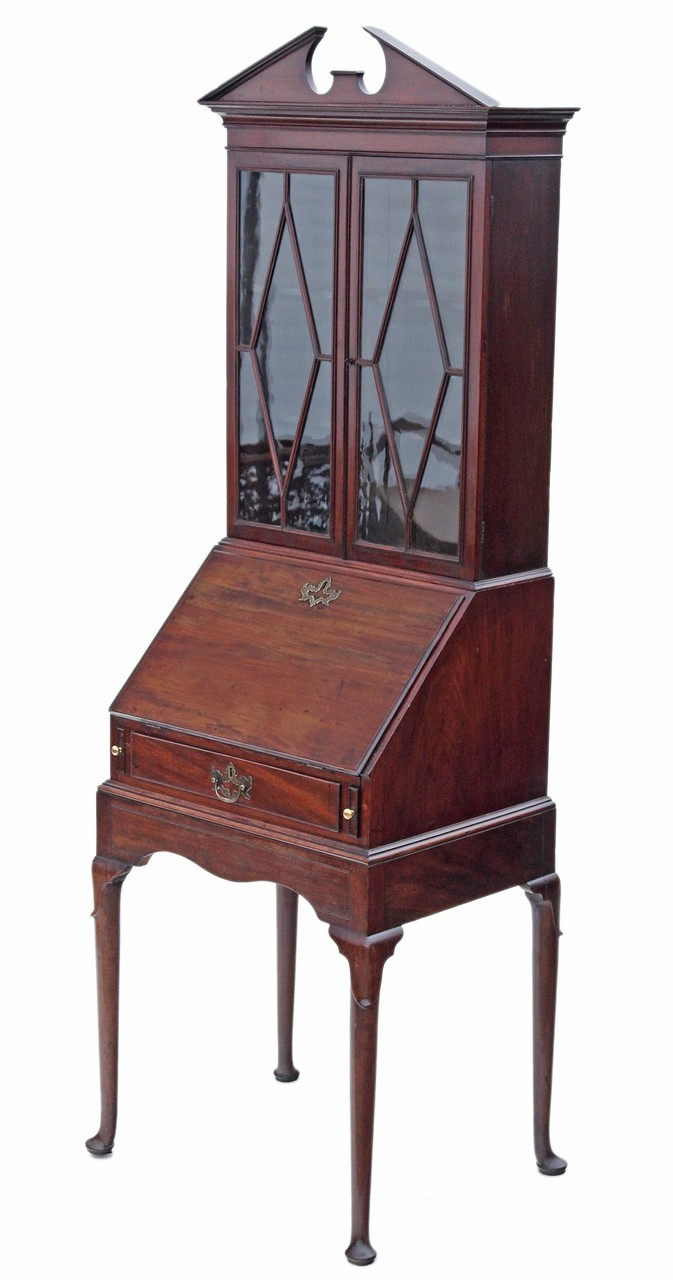 Antique Small Georgian Mahogany Ladies Bureau Bookcase Desk