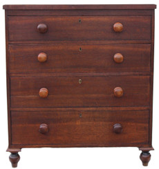 Antique Early Victorian 19C oak chest of drawers