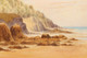 Antique British 19th Century Victorian watercolour landscape seascape painting FREE DELIVERY