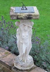 Antique large weathered patinated reconstituted stone sundial 