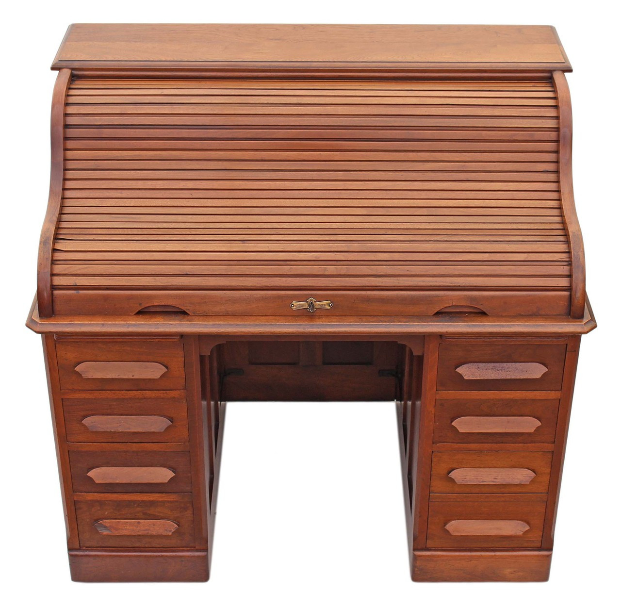 Antique Quality American Walnut Large Roll Top Desk Writing Table