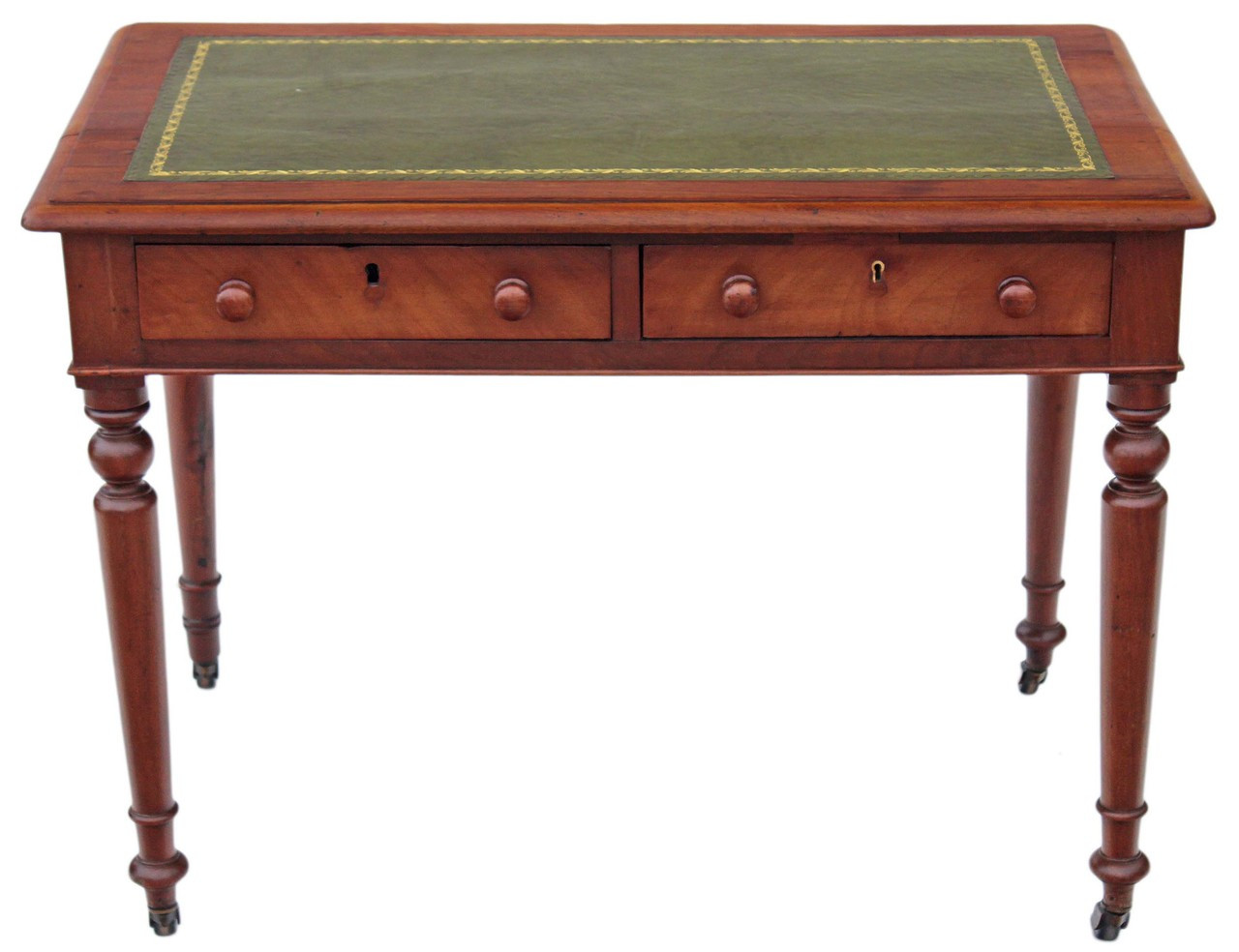 Antique Victorian Mahogany Leather Desk Writing Table 2 Drawer