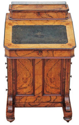 Antique quality Victorian inlaid burr walnut davenport writing table desk