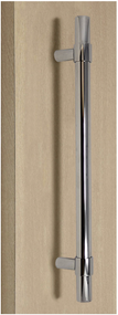 Pro-Line Series: One Sided Ladder Pull Handle with Collar Mounting Posts, Polished US32/629 Finish, 304 Grade Stainless Steel Alloy