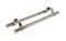 Pro-Line Series:  PostMount Offset Pull Handle with Collar - Back-to-Back, Polished US32/629 Finish, 316 Exterior Grade Stainless Steel Alloy