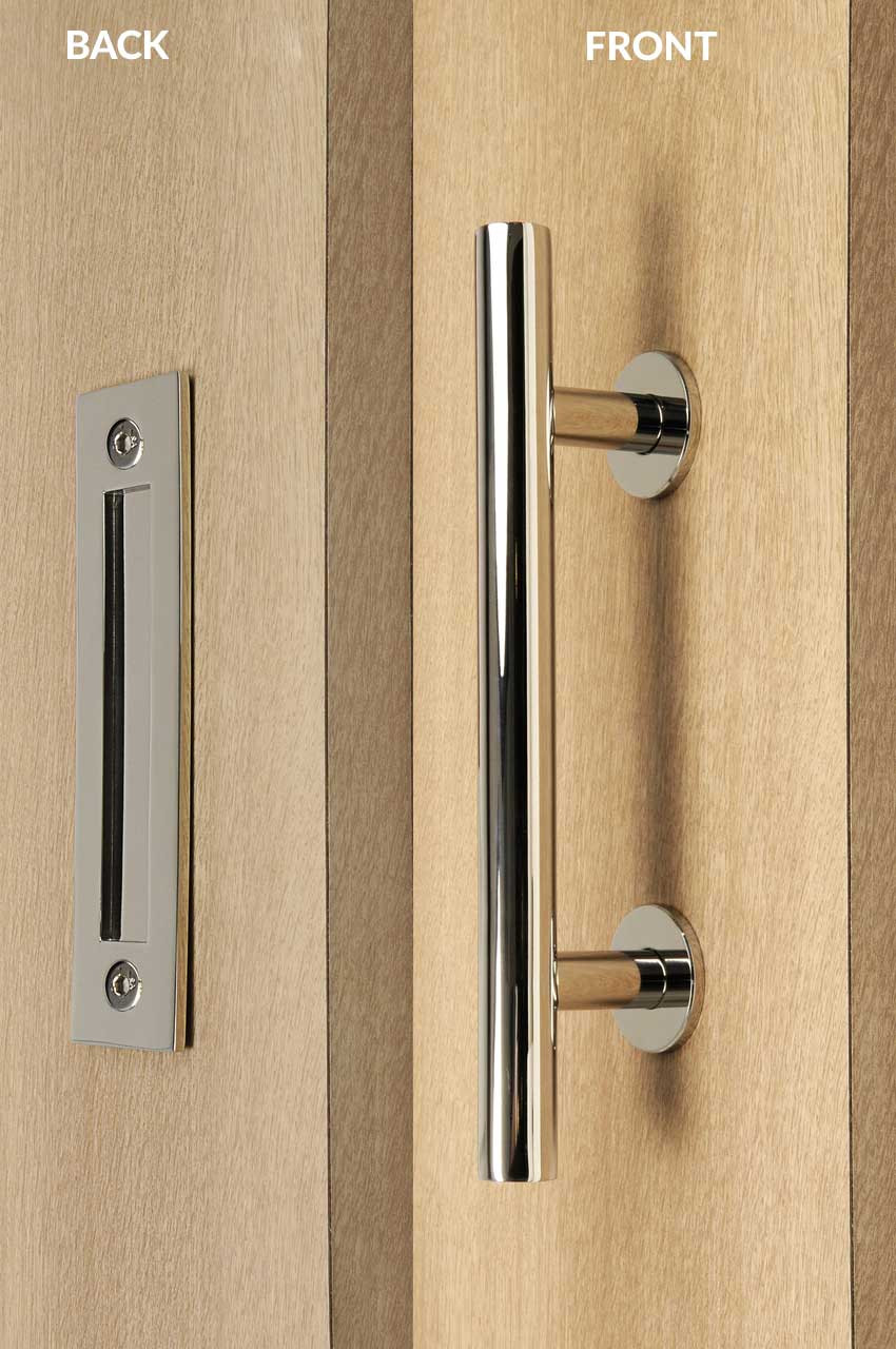 Barn Door Pull -Flush Tubular Door Handle - Polished Chrome