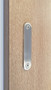Low-Profile Back-to-Back Sliding  Door Pull  (Brushed Satin Stainless Steel Finish) mockup on wood door