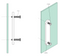 Drawings of the Low-Profile Back-to-Back Sliding  Door Pull  (Brushed Satin Stainless Steel Finish) mockup on wood door