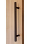 Ladder Pull Handle - Back-to-Back (Bronze Stainless Steel Finish)  mockup on wood door