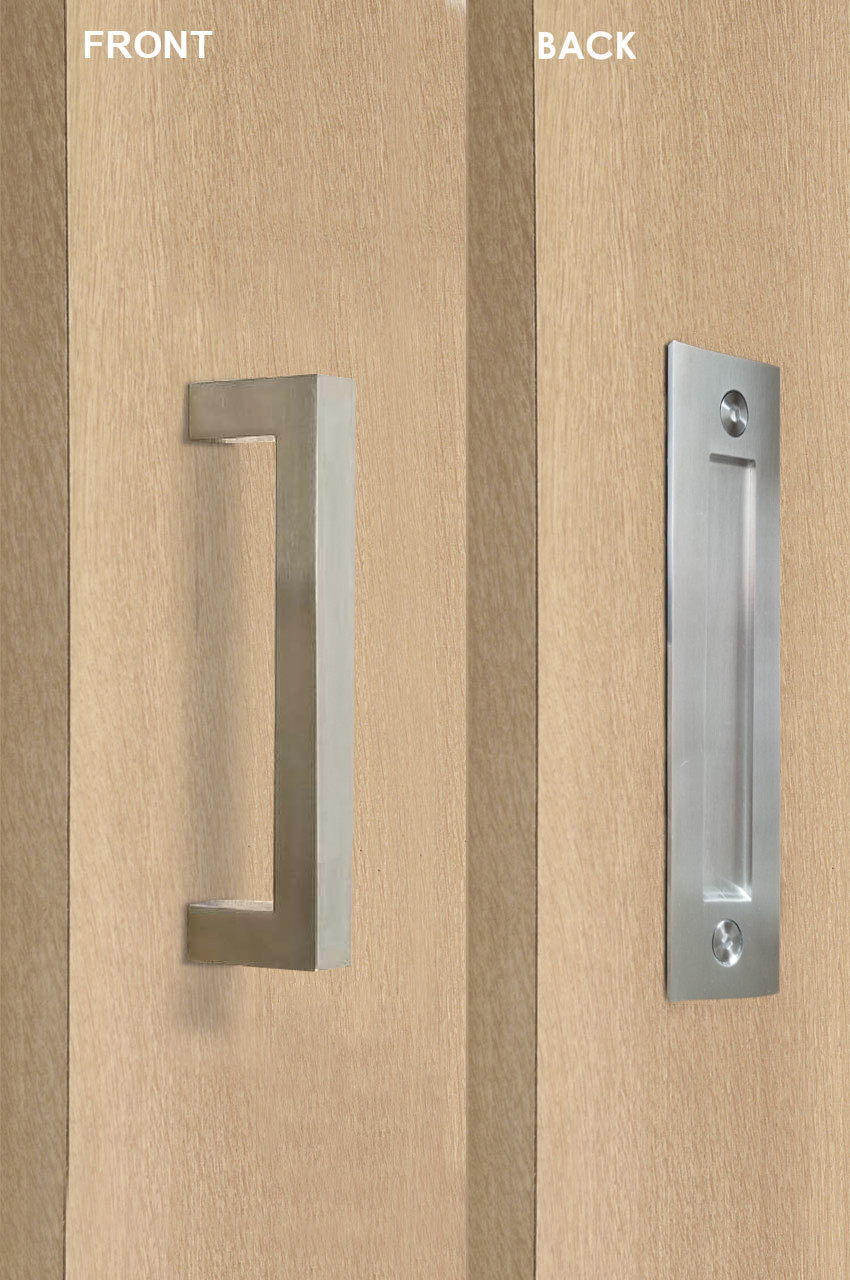 Pull And Flush Rectangular Door Handle Set Satin Finish