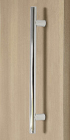 Pro-Line Series:  Ladder Pull Handle - Back-to-Back, Polished US32/629 Finish,  316 Exterior Grade Stainless Steel Alloy mockup on door