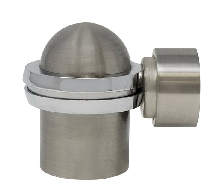 Floor Mounted Round Top Magnetic Door Stop With Hidden Screw Mounts Brass Satin Nickel Finish