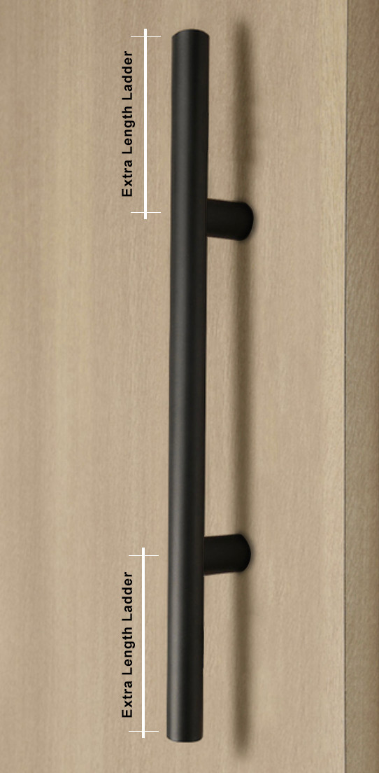 Long Pull Style Door Handles: Solid Iron With Leather Weave Wrap