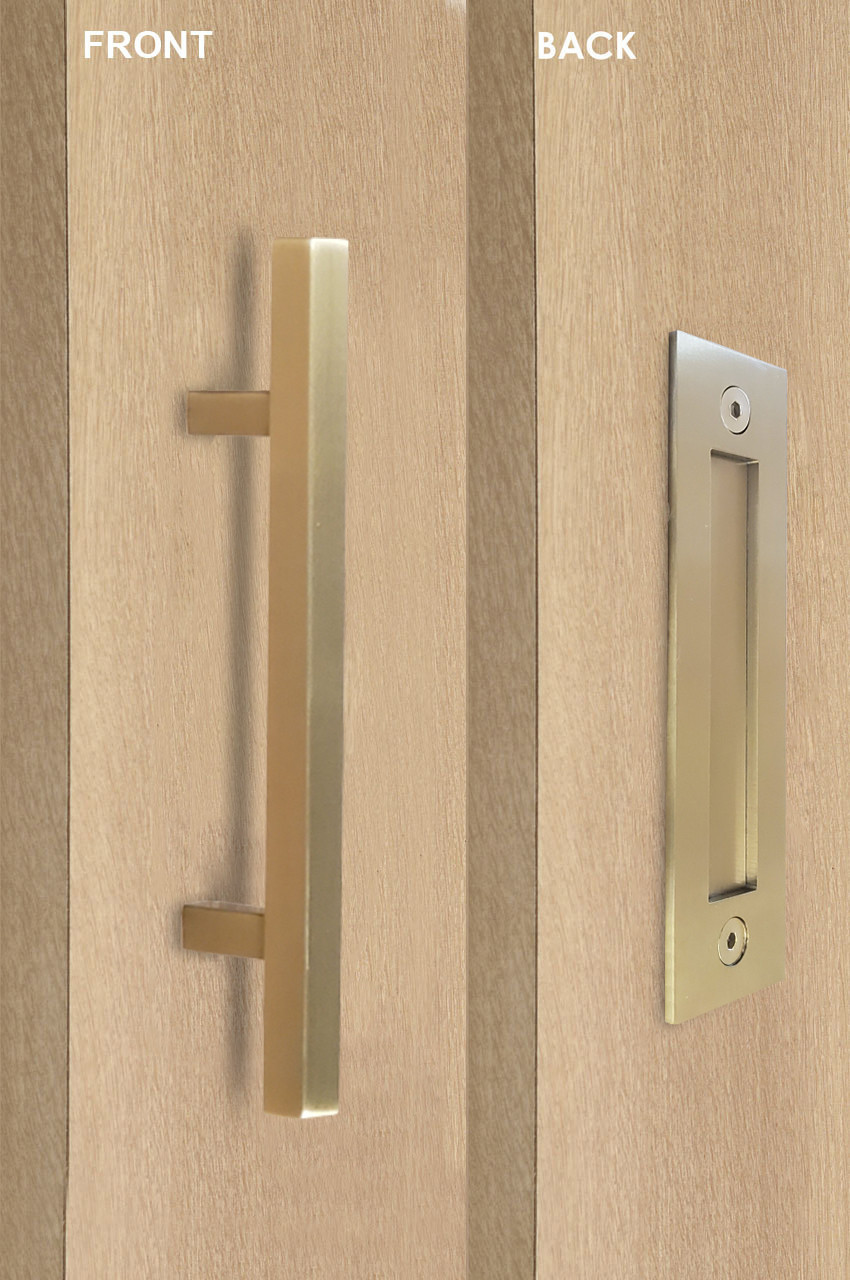 All track on the pinnacle hardware kit must be pre drilled due to its unique chrome finish Barn Door Handles Brass