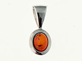 Amber Pendant Sterling Silver Honey Brown Small Oval